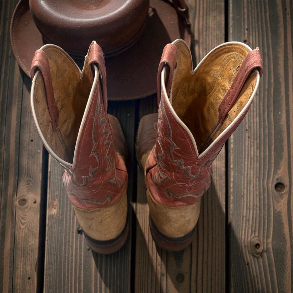 Tony Lama USTRC Brown & Pink Western Boots - Picture 7 of 12
